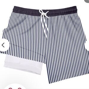 Klatie Light Blue Stripe (Lined Workout Shorts) XXL NWT and in packaging